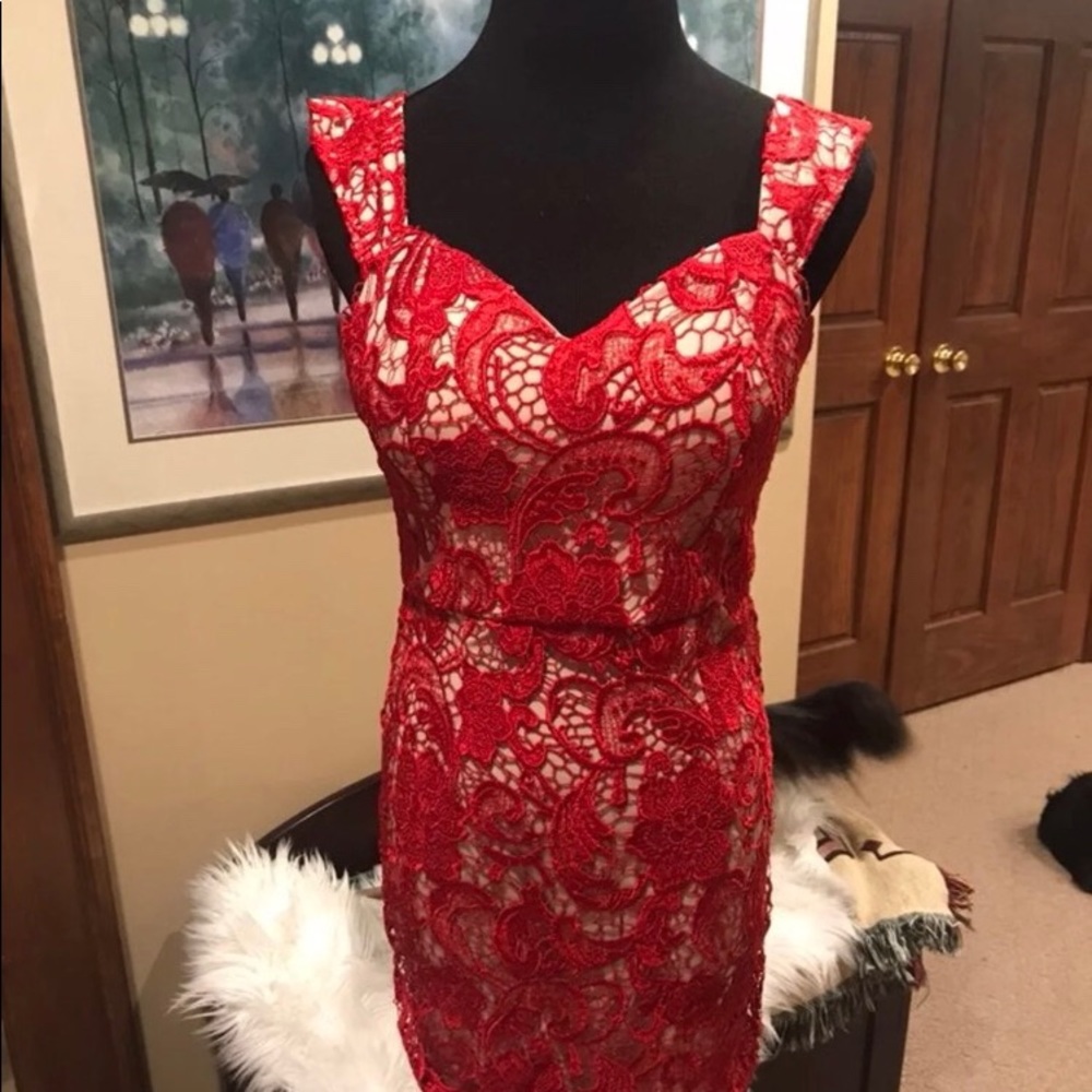 Akira red lace cocktail dress